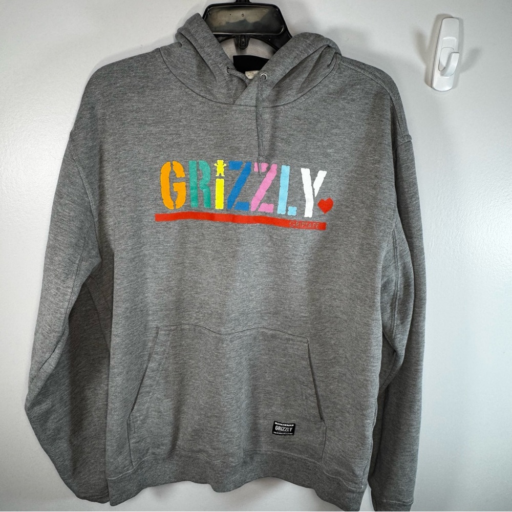Grizzly Griptape Hoodie Sweatshirt Y2K Skater Streetwear‎ size medium men’s gray